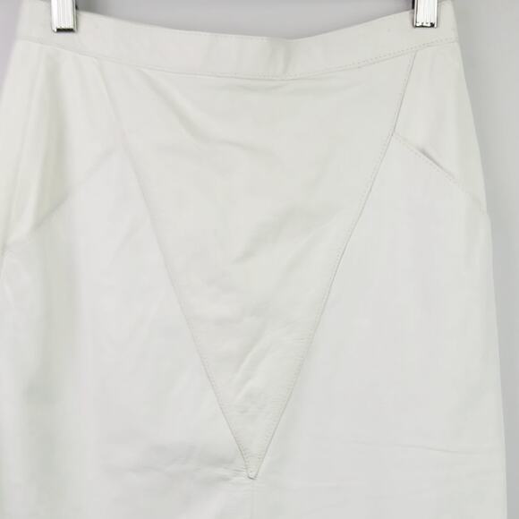 TARAZZIA VTG SZ 9/10 Leather Midi Length Pencil Skirt In White NWT Dead Stock - Picture 4 of 9